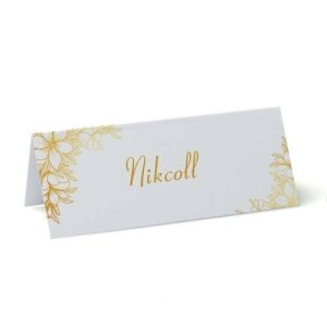 Personalised Gold Flowers Name Place Cards