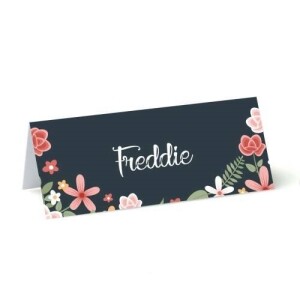 Personalised Floral Navy Name Place Cards