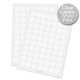 clear labels with white print circle 25mm