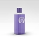 Clear square plastic bottle filled with purple liquid, featuring a transparent label with white print in a laurel wreath design. Suitable for customised or personalised branding, ideal for health, beauty or cosmetic products.