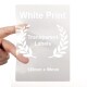 99mm x 139mm white print transparent labels being held by two fingers for size