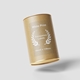 Cardboard tube with gold-coloured ends, featuring a large transparent rectangular label with white print and laurel wreath design. Label measures 99mm x 139mm, suitable for customised or personalised branding on eco-friendly or premium packaging.