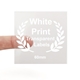 Square transparent label with white print reading 60mm, held between two fingers. Features a laurel wreath design and is ideal for customised or personalised branding on small product packaging or gift items.