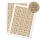 Two sheets of square kraft paper stickers, each with a custom white print reading Your Logo in a circular design. The 40mm brown labels feature a subtle striped texture and are arranged in a neat grid. A round badge in the top corner highlights Real Kraft Paper material.