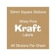 30mm square brown kraft label with white print