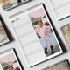 Wall calendar open to July 2026, featuring a vertical photo of a young girl posing confidently in heart-print leggings and boots, with a carousel in the background. Multiple calendars are arranged in a flat lay display.