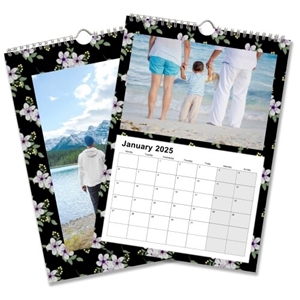 2 wall calendars with black background and flowers upload your own images