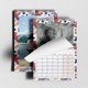 Custom A3 photo calendar with personalised pictures, wire binding and spacious monthly date boxes.