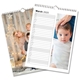 Two spiral-bound wall calendars, one open to March 2025 with space for notes and a photo o