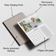 Close-up of the wire binding and hanging hook on a personalised marble-effect family photo calendar.