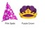 pink spots party hat and purple crown to go on our cake toppers