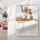 Personalised A3 August 2027 wall calendar featuring two children sitting together on hay.