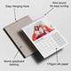 Close-up of a wire-bound personalised A3 calendar featuring a family Christmas photograph.
