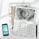 Personalised A3 February photo calendar with leafy border and baby feet photograph