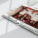 Close-up of a wire-bound personalised A3 family photo calendar with Christmas photograph