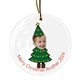 Personalised ceramic Christmas bauble featuring a child’s smiling face on a Christmas tree body decorated with colourful lights and a star on top. The text reads 