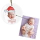 upload your photo to personalised bauble with a santa hat on with personalised message underneath