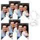 Six personalised photo buntings featuring a smiling couple hugging, with ribbon and tape displayed for easy assembly.