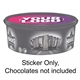 Greyed out Cadbury Heroes tub with a customisable sticker on the lid reading Your Logo in bold white text on a purple gradient background. Sticker only, chocolates not included.