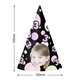 Black personalised party hat measuring 155mm tall and 120mm wide, featuring a smiling young girl's face, decorated with pastel pink, green, and purple bubbles and the number 3, perfect for a third birthday celebration.