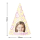 Customised party hat with your own photo and number. Dimensions are shown: 155mm in height and 120mm in width. Perfect for birthdays or themed celebrations.