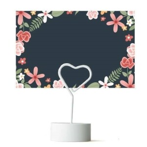 Flat Navy Floral Table Place Cards