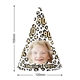 Customised party hat with your own photo and number. Dimensions are shown: 155mm in height and 120mm in width. Perfect for birthdays or themed celebrations.