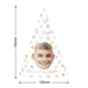 Customised party hat with your own photo and number. Dimensions are shown: 155mm in height and 120mm in width. Perfect for birthdays or themed celebrations.