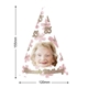 Customised party hat with your own photo and number. Dimensions are shown: 155mm in height and 120mm in width. Perfect for birthdays or themed celebrations.