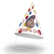 Customised party hat with your own photo and personalised number. The hat includes an elastic strap, displayed upright on a white surface. Perfect for birthday celebrations or themed events.