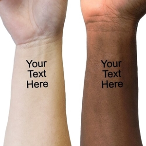 Black text temporary tattoos visible on light and dark skin tones