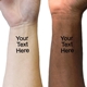 Black text temporary tattoos visible on light and dark skin tones