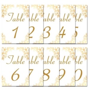 Wedding Gold Flower Table numbers
