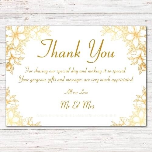 A6 Gold coloured thank you cards