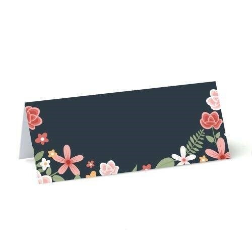 Floral Navy Table Name Place Cards