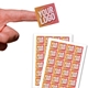 40mm square labels on sheets and holding a sticker