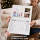 Woman receiving a handmade personalised 2027 wall calendar decorated with family drawings and photographs.