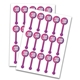 Two A4 sheets of purple lollipop seal stickers printed with ‘Your Logo’.