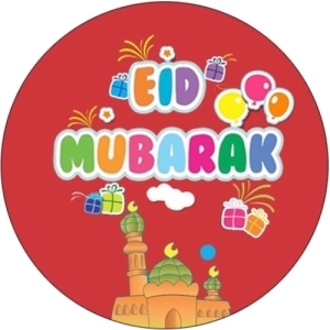 35 Eid Mubarak 37mm Red Circle Labels £2.49 Delivered