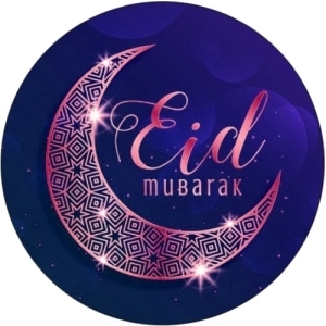 35 x Eid Mubarak Purple design 37mm circle labels £2.49