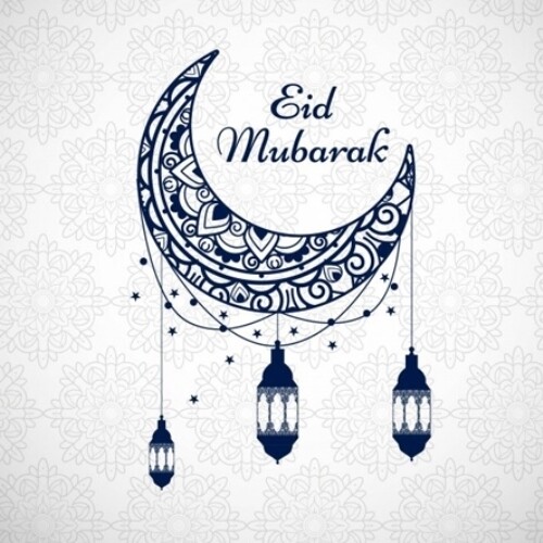24 Eid Mubarak Dark Blue 40mm Square Labels £2.49 Delivered