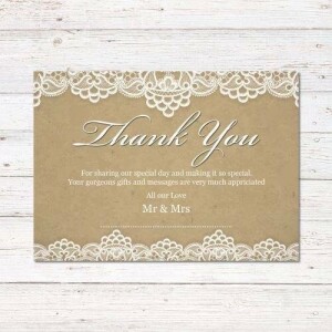 Wedding Lace style Thank You Cards