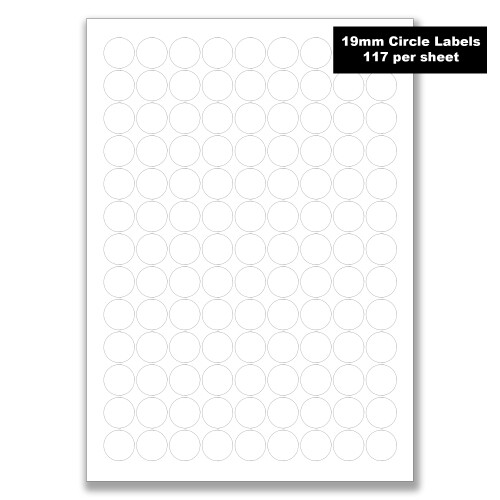 A4 Sheet of Blank Labels Circle 19mm