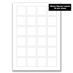 A4 sheet of 40mm square labels