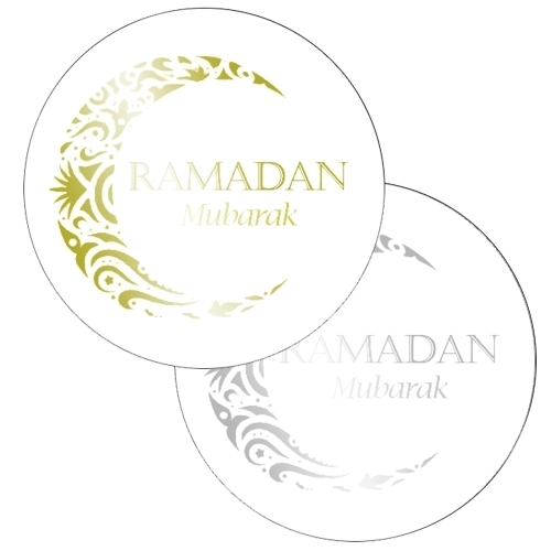 35 x Metallic Eid Mubarak 37mm circle labels from £3.99