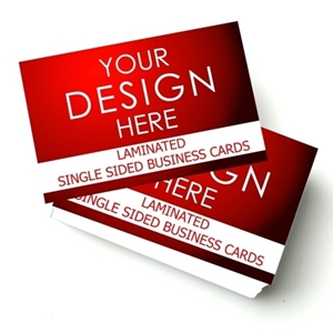 A stack of single sided laminated business cards
