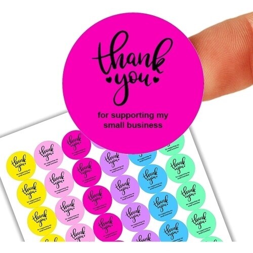 Thank You Multicoloured 30mm Circle Stickers