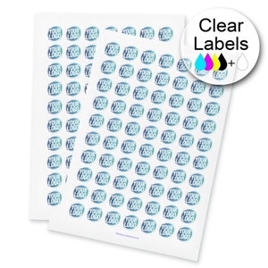 25mm circle transparent stickers with white underprint