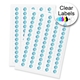 Two sheets of clear Rectangle labels featuring a custom blue and white logo, arranged neatly for easy peeling and application. The labels are ideal for personalised branding or product packaging.