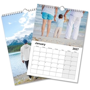 Personalised A4 photo calendar for 2027 featuring family and holiday photographs